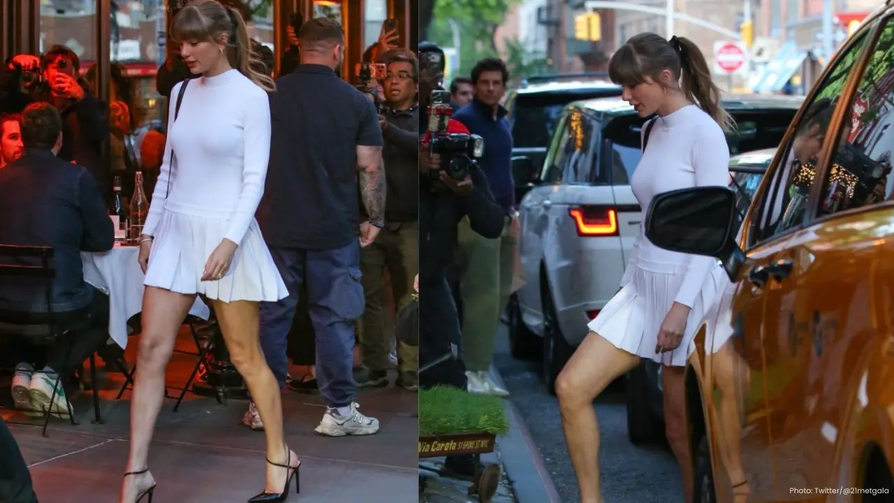 Taylor Swift Stuns in White Mini Dress During NYC Dinner Date