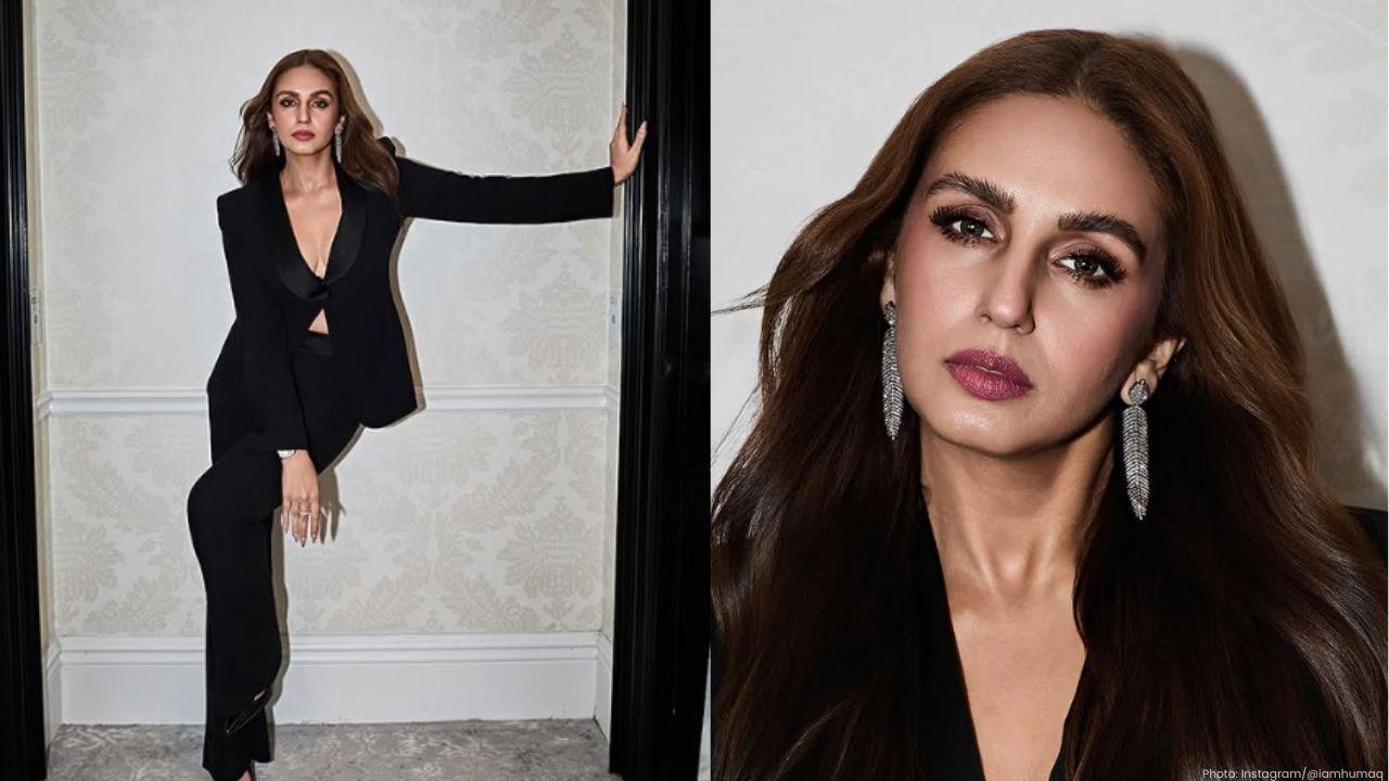 Huma Qureshi Stuns in Elegant Black Armani Suit in Toronto
