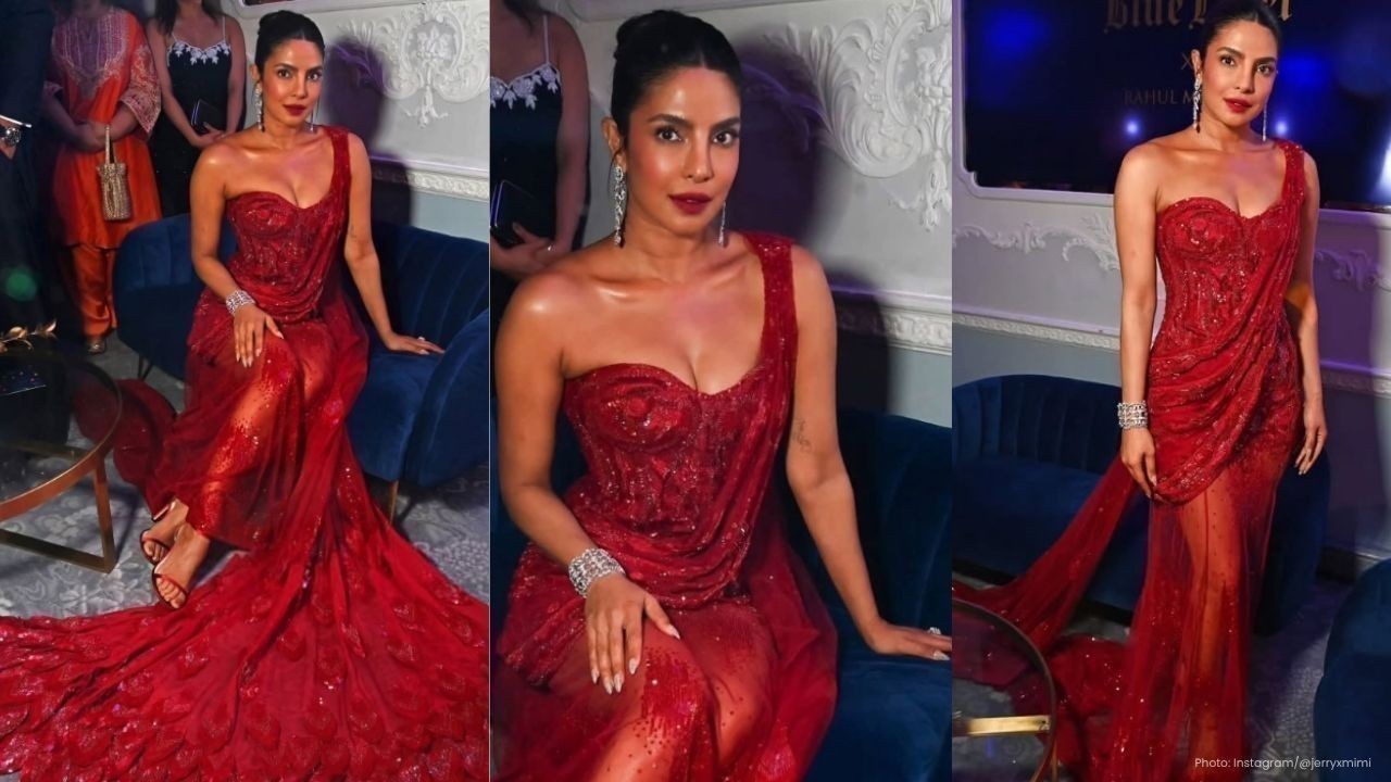 Priyanka Chopra Shines in Red Gown at Diwali Ball 2025