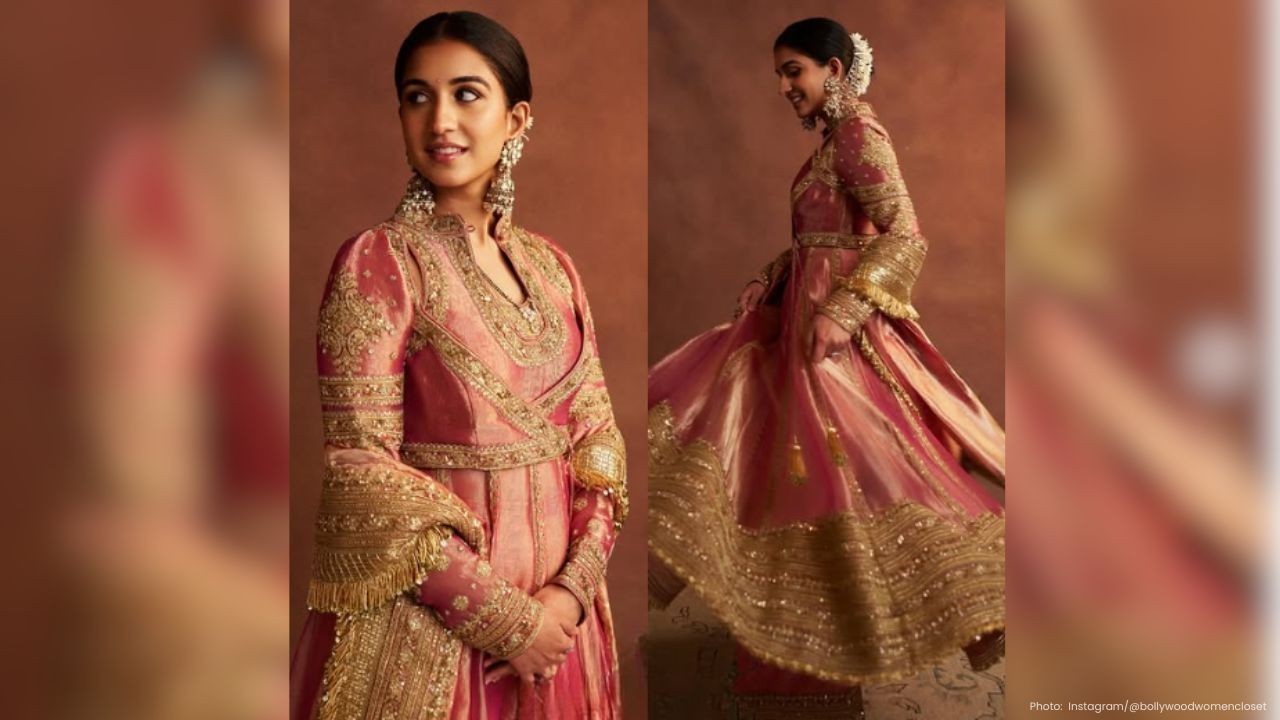 Radhika Merchant Stuns in Pink-Gold Anarkali at Diwali Bash